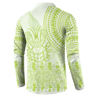 Lime Green Niue Language Week Button Sweatshirt The Rock Coconut Crab - Siapo Pattern LT14 - Polynesian Pride