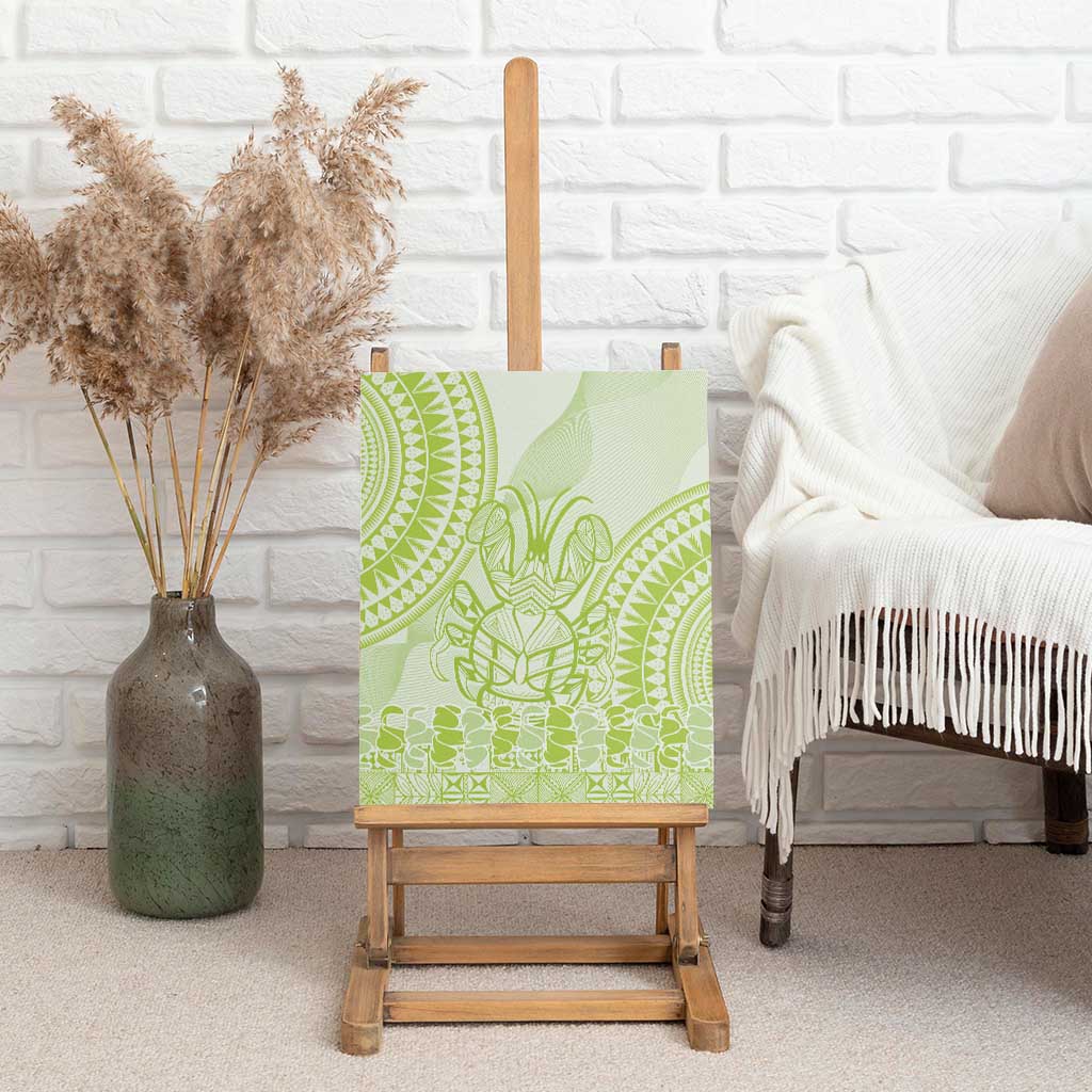 Lime Green Niue Language Week Canvas Wall Art The Rock Coconut Crab - Siapo Pattern LT14 - Polynesian Pride