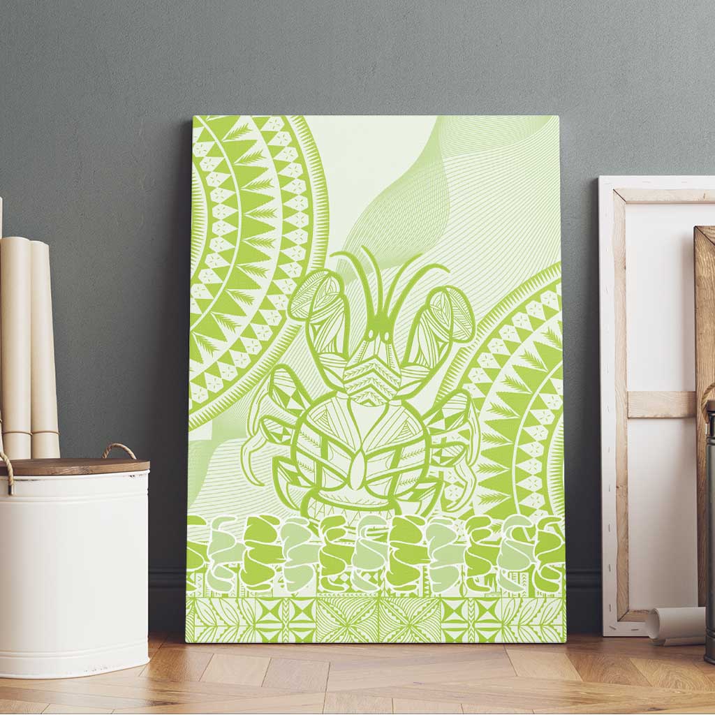 Lime Green Niue Language Week Canvas Wall Art The Rock Coconut Crab - Siapo Pattern LT14 - Polynesian Pride