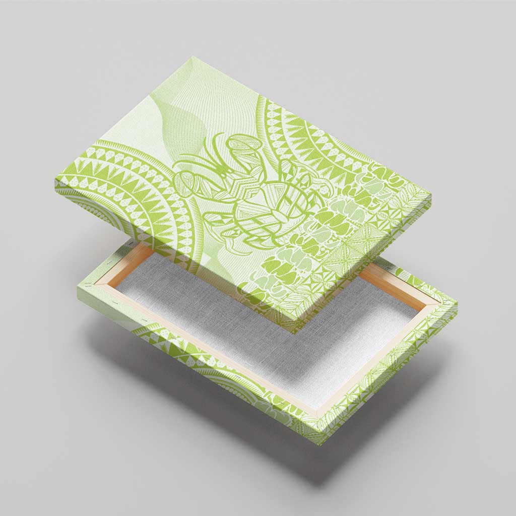 Lime Green Niue Language Week Canvas Wall Art The Rock Coconut Crab - Siapo Pattern LT14 - Polynesian Pride
