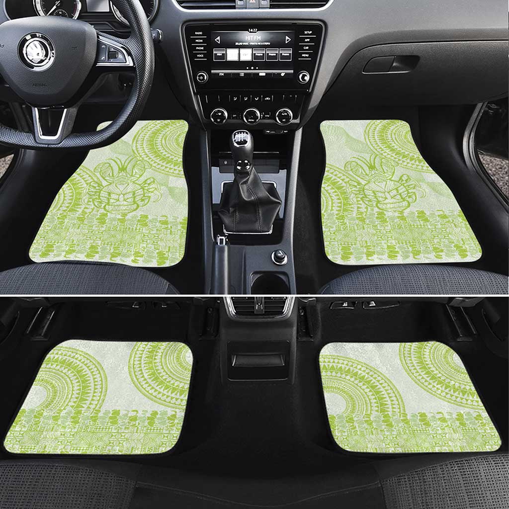 Lime Green Niue Language Week Car Mats The Rock Coconut Crab - Siapo Pattern LT14 Set 4pcs Lime Green - Polynesian Pride
