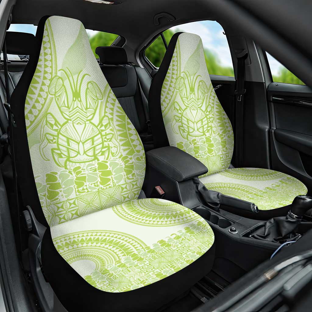 Lime Green Niue Language Week Car Seat Cover The Rock Coconut Crab - Siapo Pattern