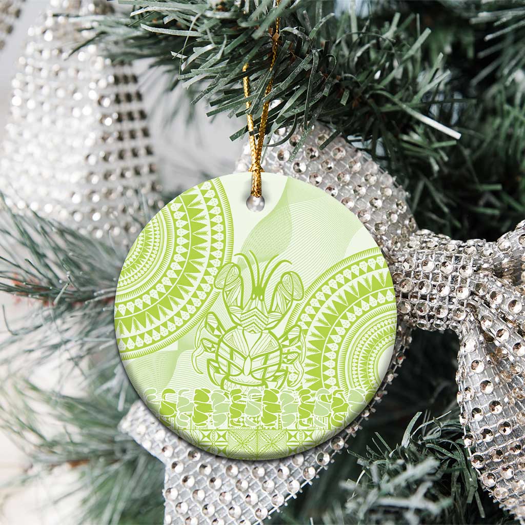 Lime Green Niue Language Week Ceramic Ornament The Rock Coconut Crab - Siapo Pattern LT14 - Polynesian Pride