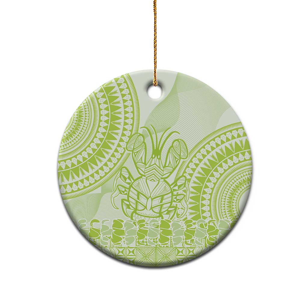 Lime Green Niue Language Week Ceramic Ornament The Rock Coconut Crab - Siapo Pattern LT14 - Polynesian Pride