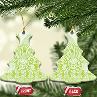 Lime Green Niue Language Week Ceramic Ornament The Rock Coconut Crab - Siapo Pattern LT14 Christmas Tree Lime Green - Polynesian Pride
