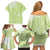 Lime Green Niue Language Week Family Matching Off Shoulder Short Dress and Hawaiian Shirt The Rock Coconut Crab - Siapo Pattern