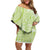 Lime Green Niue Language Week Family Matching Off Shoulder Short Dress and Hawaiian Shirt The Rock Coconut Crab - Siapo Pattern