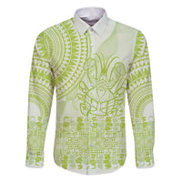 Lime Green Niue Language Week Family Matching Puletasi and Hawaiian Shirt The Rock Coconut Crab - Siapo Pattern