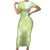 Lime Green Niue Language Week Family Matching Short Sleeve Bodycon Dress and Hawaiian Shirt The Rock Coconut Crab - Siapo Pattern