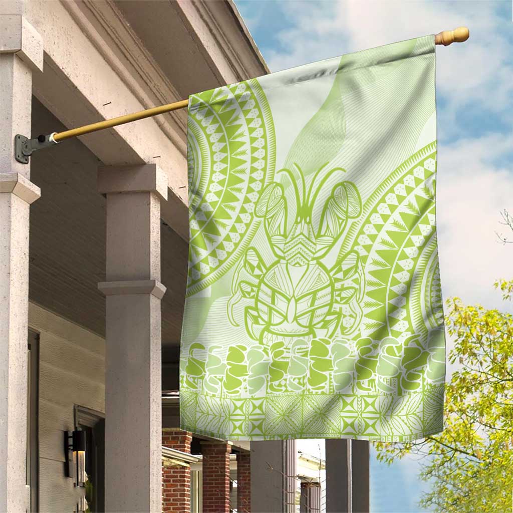Lime Green Niue Language Week Garden Flag The Rock Coconut Crab - Siapo Pattern LT14 House Flag Lime Green - Polynesian Pride