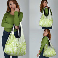 Lime Green Niue Language Week Grocery Bag The Rock Coconut Crab - Siapo Pattern