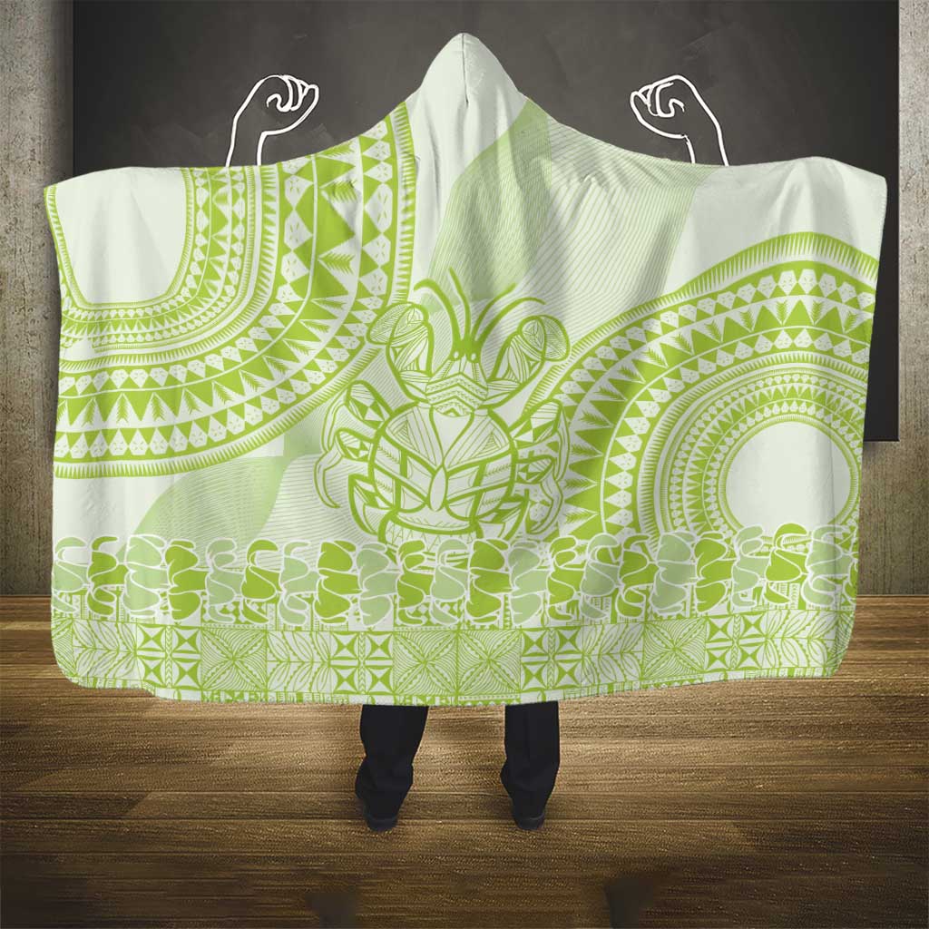 Lime Green Niue Language Week Hooded Blanket The Rock Coconut Crab - Siapo Pattern LT14 - Polynesian Pride