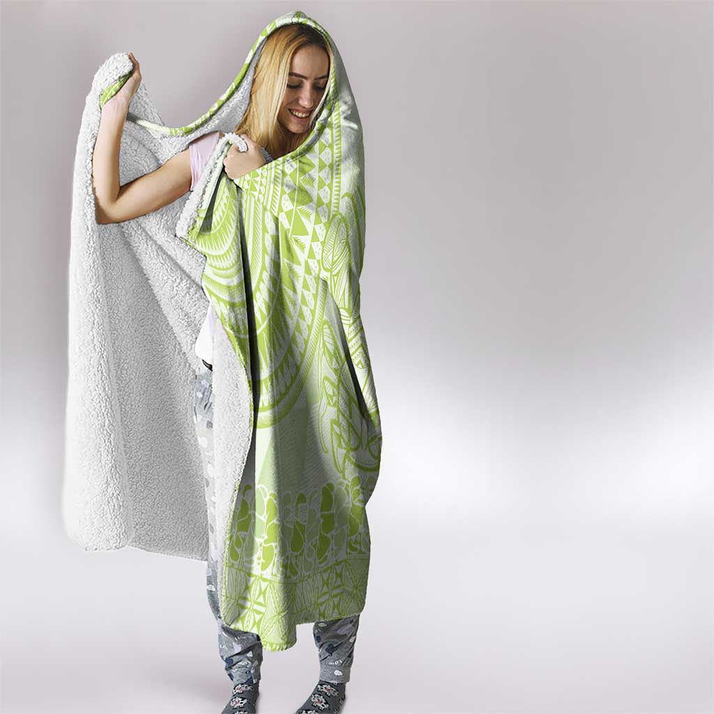 Lime Green Niue Language Week Hooded Blanket The Rock Coconut Crab - Siapo Pattern LT14 - Polynesian Pride