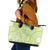 Lime Green Niue Language Week Leather Tote Bag The Rock Coconut Crab - Siapo Pattern