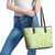 Lime Green Niue Language Week Leather Tote Bag The Rock Coconut Crab - Siapo Pattern