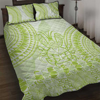 Lime Green Niue Language Week Quilt Bed Set The Rock Coconut Crab - Siapo Pattern LT14 Lime Green - Polynesian Pride