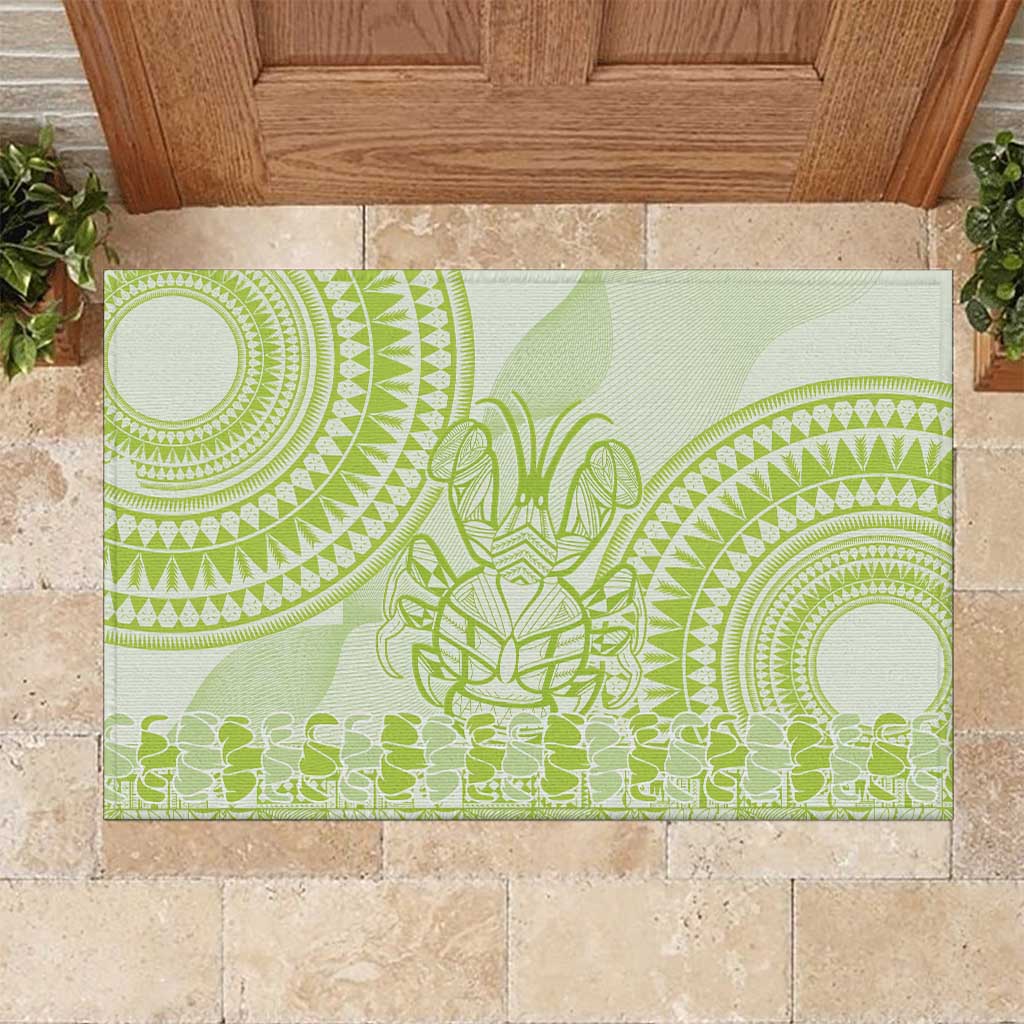 Lime Green Niue Language Week Rubber Doormat The Rock Coconut Crab - Siapo Pattern LT14 Lime Green - Polynesian Pride