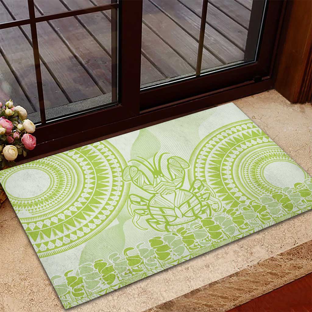 Lime Green Niue Language Week Rubber Doormat The Rock Coconut Crab - Siapo Pattern LT14 - Polynesian Pride