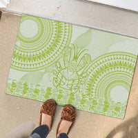 Lime Green Niue Language Week Rubber Doormat The Rock Coconut Crab - Siapo Pattern LT14 - Polynesian Pride