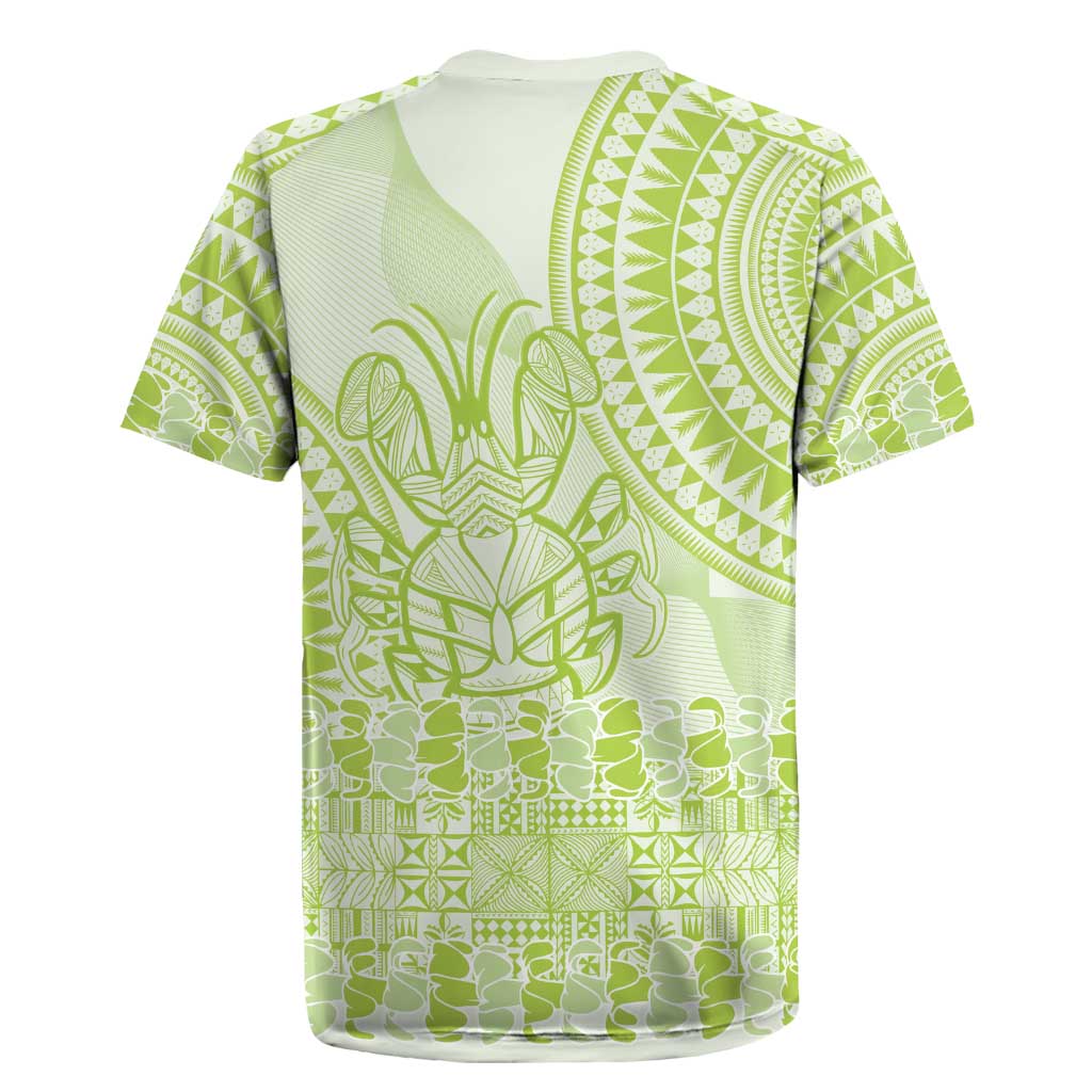 Lime Green Niue Language Week Rugby Jersey The Rock Coconut Crab - Siapo Pattern LT14 - Polynesian Pride