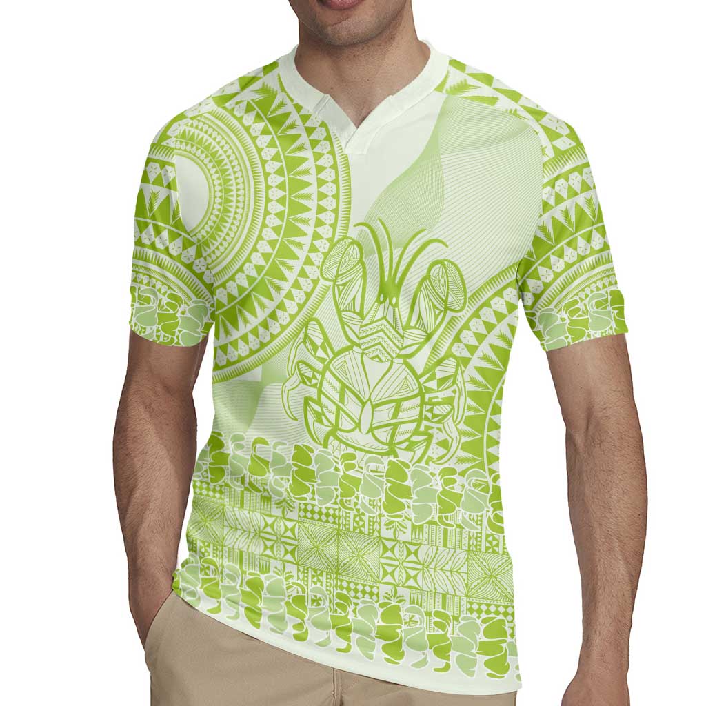 Lime Green Niue Language Week Rugby Jersey The Rock Coconut Crab - Siapo Pattern LT14 - Polynesian Pride