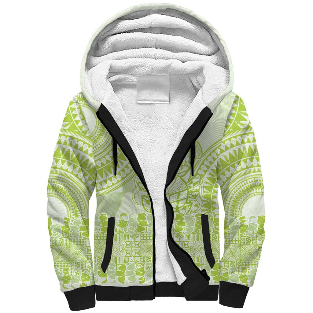 Lime Green Niue Language Week Sherpa Hoodie The Rock Coconut Crab - Siapo Pattern LT14 Unisex Lime Green - Polynesian Pride