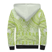 Lime Green Niue Language Week Sherpa Hoodie The Rock Coconut Crab - Siapo Pattern LT14 - Polynesian Pride
