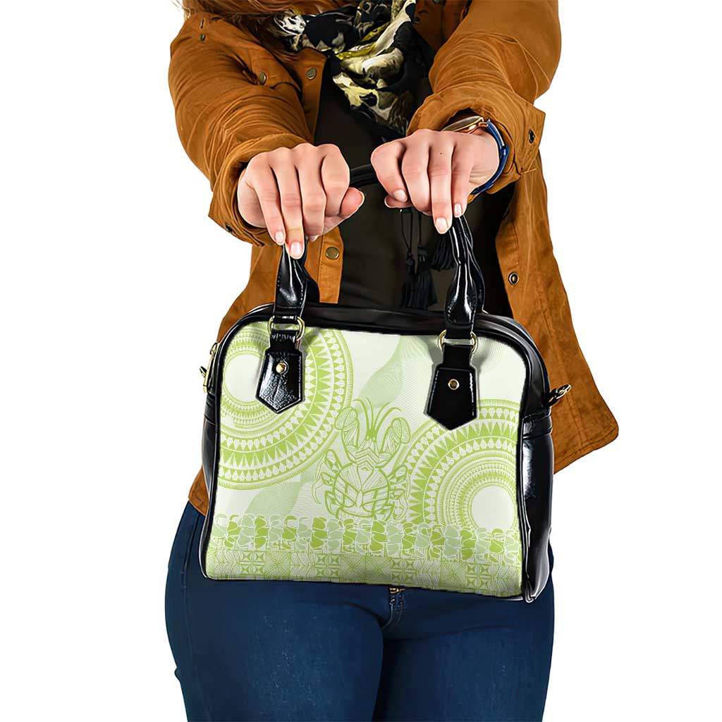Lime Green Niue Language Week Shoulder Handbag The Rock Coconut Crab - Siapo Pattern