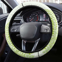 Lime Green Niue Language Week Steering Wheel Cover The Rock Coconut Crab - Siapo Pattern LT14 - Polynesian Pride