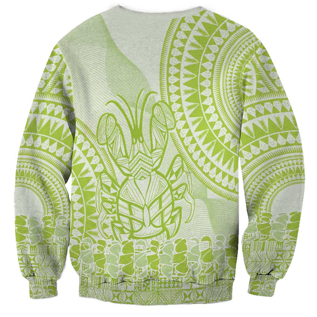 Lime Green Niue Language Week Sweatshirt The Rock Coconut Crab - Siapo Pattern LT14 - Polynesian Pride