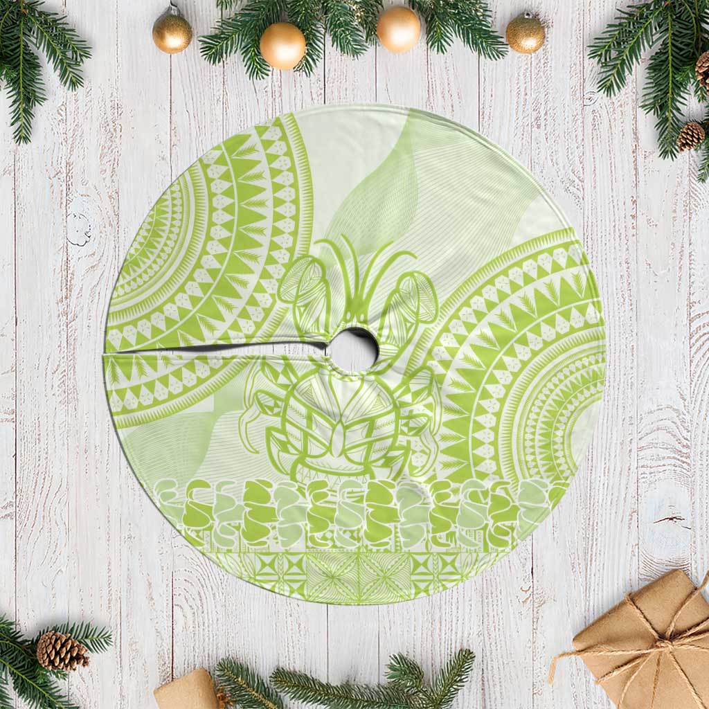 Lime Green Niue Language Week Tree Skirt The Rock Coconut Crab - Siapo Pattern