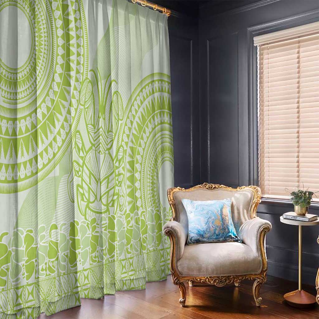 Lime Green Niue Language Week Window Curtain The Rock Coconut Crab - Siapo Pattern LT14 - Polynesian Pride