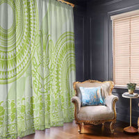 Lime Green Niue Language Week Window Curtain The Rock Coconut Crab - Siapo Pattern LT14 - Polynesian Pride