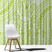 Lime Green Niue Language Week Window Curtain The Rock Coconut Crab - Siapo Pattern LT14 - Polynesian Pride