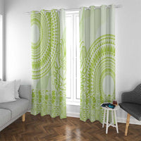 Lime Green Niue Language Week Window Curtain The Rock Coconut Crab - Siapo Pattern LT14 With Grommets Lime Green - Polynesian Pride