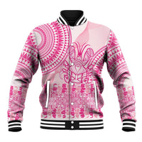 Pink Niue Language Week Baseball Jacket The Rock Coconut Crab - Siapo Pattern LT14 Unisex Pink - Polynesian Pride