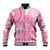 Pink Niue Language Week Baseball Jacket The Rock Coconut Crab - Siapo Pattern