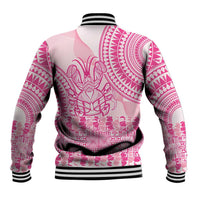 Pink Niue Language Week Baseball Jacket The Rock Coconut Crab - Siapo Pattern LT14 - Polynesian Pride