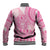 Pink Niue Language Week Baseball Jacket The Rock Coconut Crab - Siapo Pattern