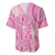 Pink Niue Language Week Baseball Jersey The Rock Coconut Crab - Siapo Pattern