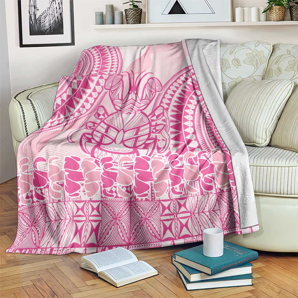 Pink Niue Language Week Blanket The Rock Coconut Crab - Siapo Pattern LT14 Pink - Polynesian Pride