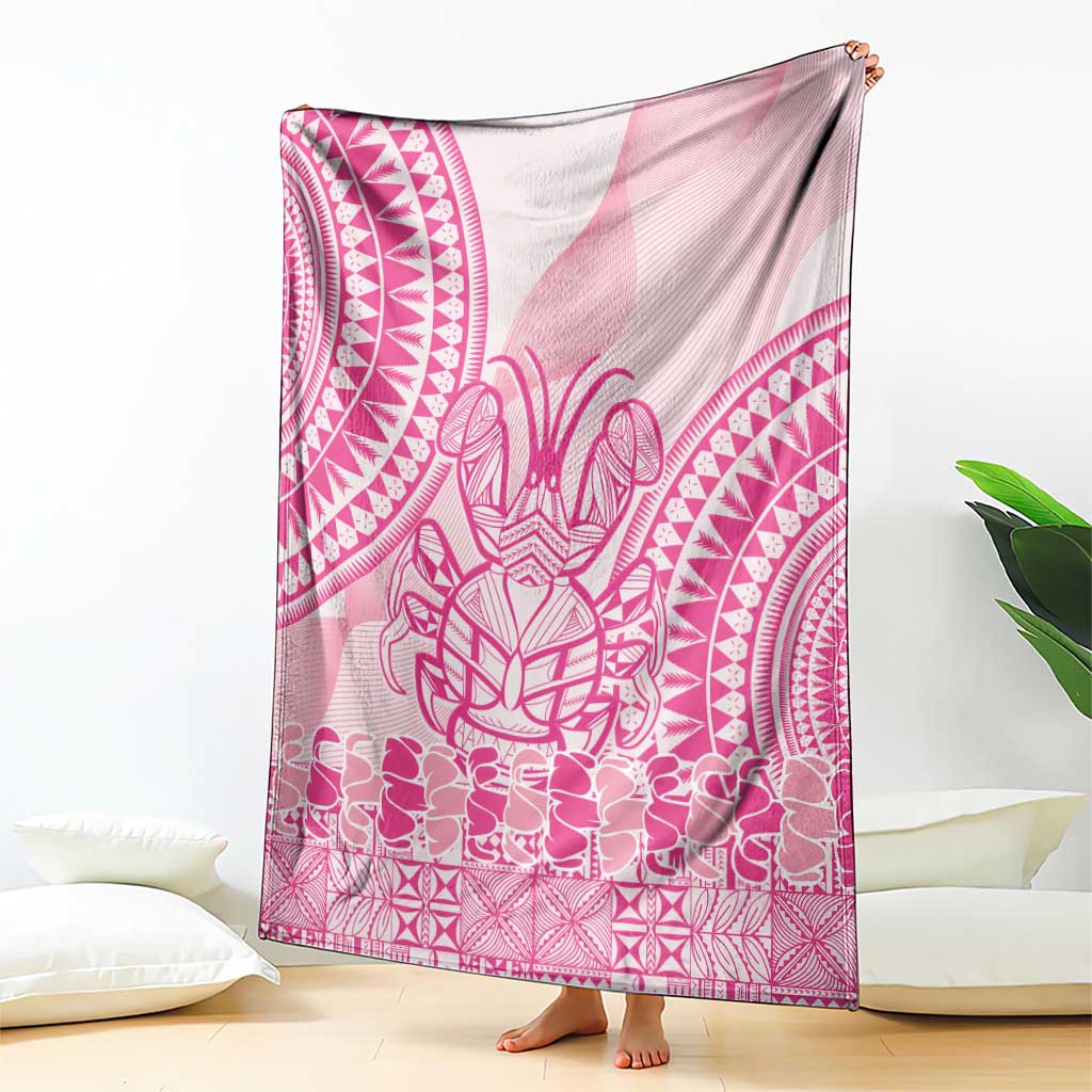 Pink Niue Language Week Blanket The Rock Coconut Crab - Siapo Pattern LT14 - Polynesian Pride