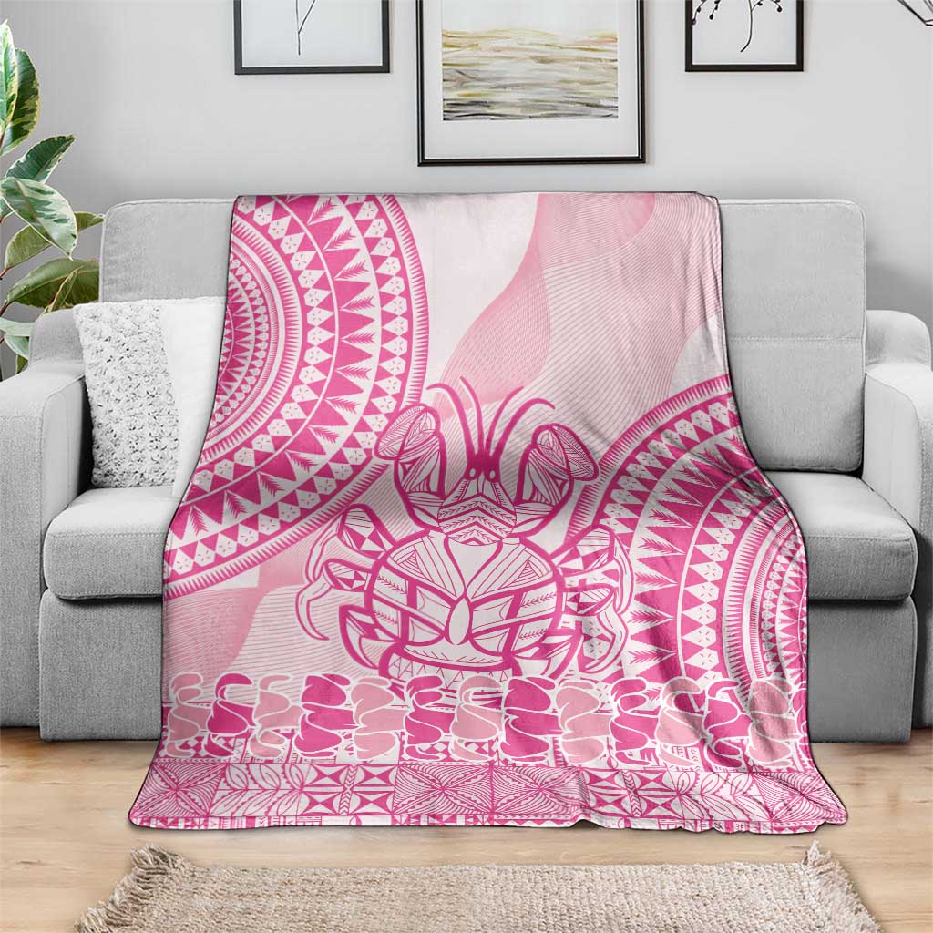 Pink Niue Language Week Blanket The Rock Coconut Crab - Siapo Pattern LT14 - Polynesian Pride