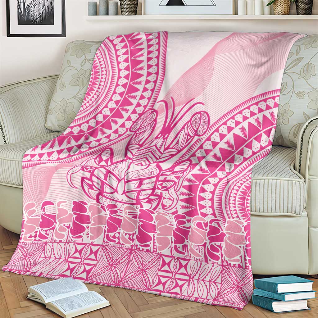 Pink Niue Language Week Blanket The Rock Coconut Crab - Siapo Pattern LT14 - Polynesian Pride