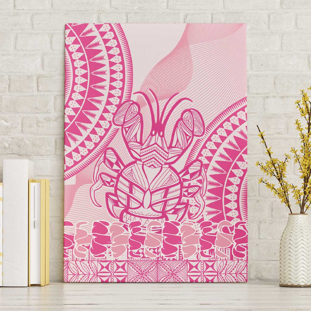 Pink Niue Language Week Canvas Wall Art The Rock Coconut Crab - Siapo Pattern LT14 Without Frame Pink - Polynesian Pride
