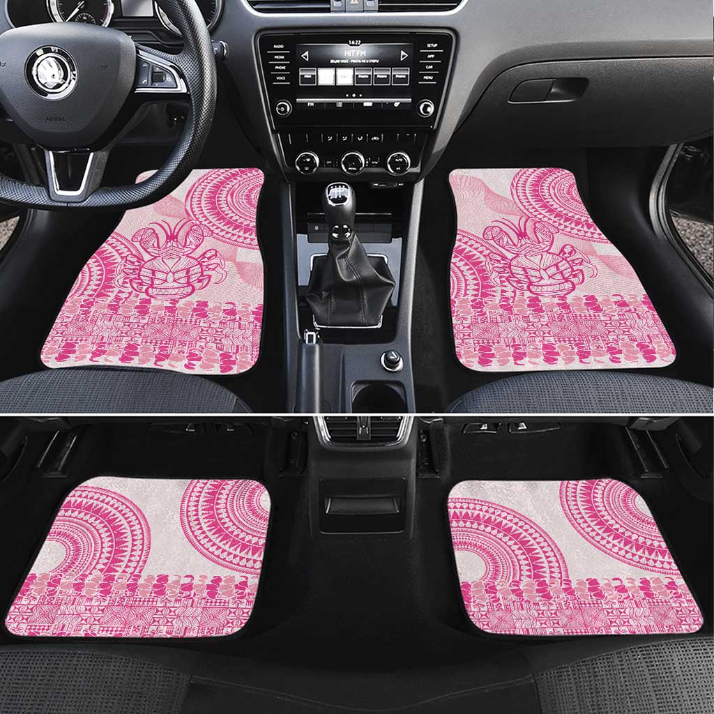 Pink Niue Language Week Car Mats The Rock Coconut Crab - Siapo Pattern LT14 Set 4pcs Pink - Polynesian Pride