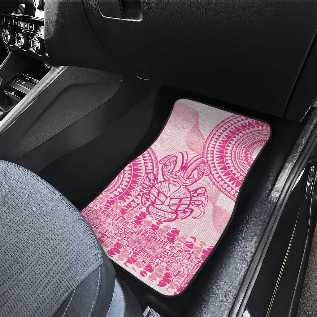 Pink Niue Language Week Car Mats The Rock Coconut Crab - Siapo Pattern LT14 - Polynesian Pride