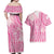 Pink Niue Language Week Couples Matching Off Shoulder Maxi Dress and Hawaiian Shirt The Rock Coconut Crab - Siapo Pattern