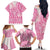 Pink Niue Language Week Family Matching Off The Shoulder Long Sleeve Dress and Hawaiian Shirt The Rock Coconut Crab - Siapo Pattern