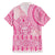 Pink Niue Language Week Family Matching Off The Shoulder Long Sleeve Dress and Hawaiian Shirt The Rock Coconut Crab - Siapo Pattern